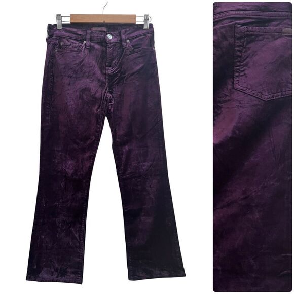 7 For All Mankind Size 26 Velvet Merlot Straight Leg Pant 25.5 Inch Inseam Party - Picture 1 of 10